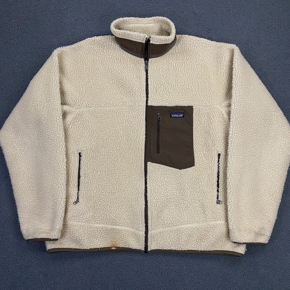 Vintage Patagonia Classic Retro-X Fleece Jacket Mens XXL Cream Deep Pile Sherpa